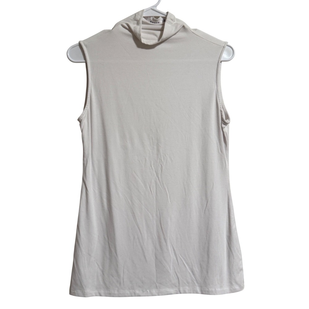 Aprll Womens White Sleeveless Turtleneck Mock Neck Rayon Blend Top Large L